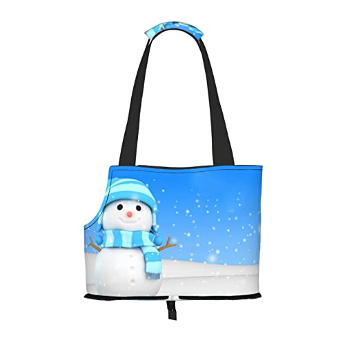 Hundetragetasche, niedlicher Schneemann und Schnee, bedruckt, leicht, vielseitig einsetzbar, tragbar, weich, Tier, bequeme Taschen für kleine Haustiere von MANLUU