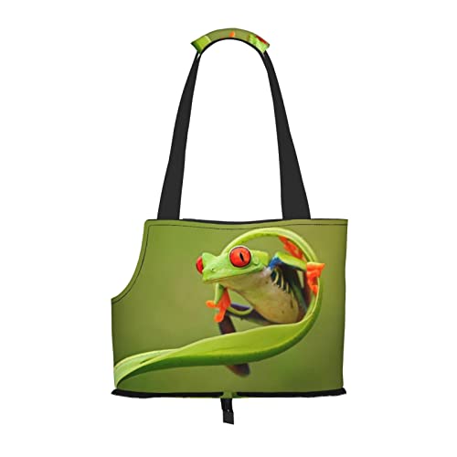 Hundetragetasche, niedlicher grüner Frosch, leicht, vielseitig, tragbar, weich, Tier, bequeme Taschen für kleine Haustiere von MANLUU