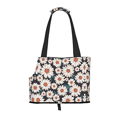 Hundetragetasche mit Gänseblümchen-Motiv, leicht, vielseitig, tragbar, weich, Tier, bequeme Taschen für kleine Haustiere von MANLUU