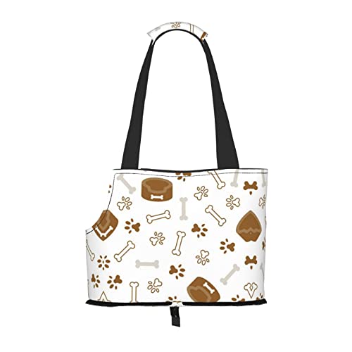 Süße Hundetragetasche mit Knochenmotiv, mit Pfotenabdruck, leicht, vielseitig einsetzbar, tragbar, weich, Hund, Tier, bequeme Taschen für kleine Haustiere von MANLUU