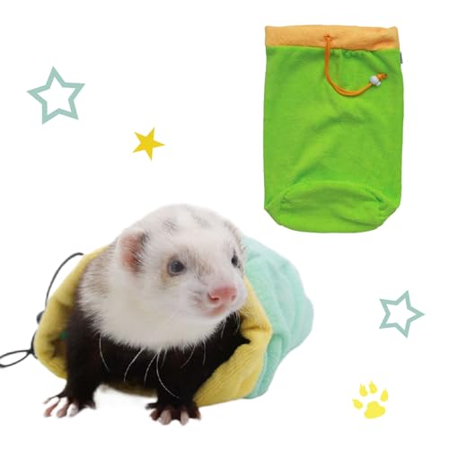 MANON ROSA Frettchen-Badetuch-Tasche – schnell trocknender, saugfähiger Bademantel mit verstellbarem Kordelzug, Mikrofaser-Handtuch für kleine Tiere, Zuckergleiter, Ratten, Hamster (Dunkelgrün) von MANON ROSA