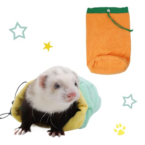 MANON ROSA Frettchen-Badetuch-Tasche – schnell trocknender, saugfähiger Bademantel mit verstellbarem Kordelzug, Mikrofaser-Handtuch für kleine Tiere, Zuckergleiter, Ratten, Hamster (Orange) von MANON ROSA