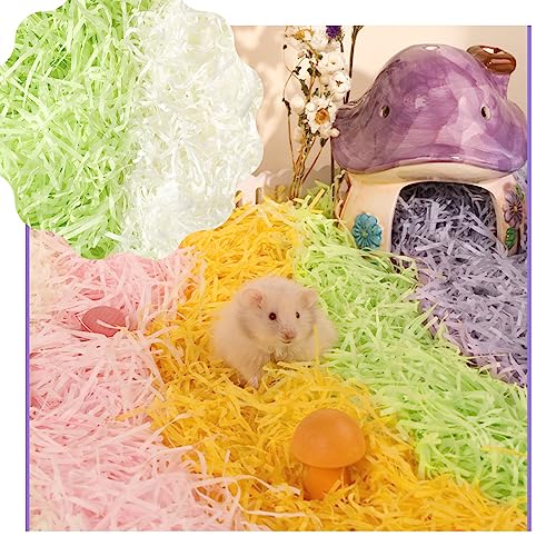 MANON ROSA Hamsterstreu, bunt, Nistmaterial, gemütlich, kreativ, sicher für Hamster, Meerschweinchen, Chinchillas, Mäuse, Rennmäuse, Vögel, kleine Haustiere (grün-weiß) von MANON ROSA