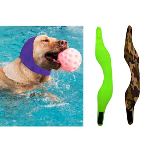 MANON ROSA Hunde-Schwimmkappen, wasserdicht, Allwetter-Schal zum Baden, an regnerischen Tagen, Schwimmen, Ohrenschutz und Reisezubehör für kleine, mittelgroße und große Hunde, Welpen, 2 Stück (1 Grün, von MANON ROSA