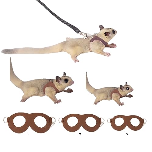 MANON ROSA Sugar Gliders Geschirr-Leinen-Set – 3-teiliges Trainingsgerät, Spazierausrüstung, Kleintiere, verstellbare Zugseile, Weste für Eichhörnchen, Hamster, Ratten, Rennmäuse, Reptilien, von MANON ROSA