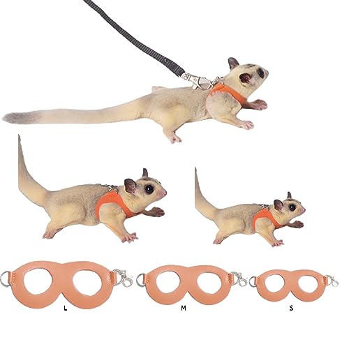 MANON ROSA Sugar Gliders Geschirr-Leinen-Set – 3-teiliges Trainingsgerät, Spazierausrüstung, Kleintiere, verstellbare Zugseile, Weste für Eichhörnchen, Hamster, Ratten, Rennmäuse, Reptilien, von MANON ROSA