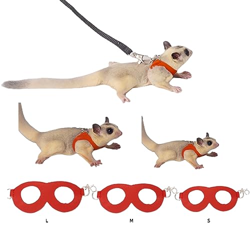 MANON ROSA Sugar Gliders Geschirr-Leinen-Set – 3-teiliges Trainingsgerät, Spazierausrüstung, Kleintiere, verstellbare Zugseile, Weste für Eichhörnchen, Hamster, Ratten, Rennmäuse, Reptilien, von MANON ROSA