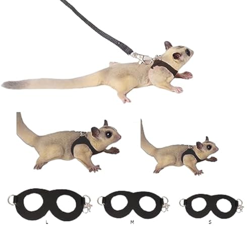 MANON ROSA Sugar Gliders Geschirr-Leinen-Set – 3-teiliges Trainingsgerät, Spazierausrüstung, Kleintiere, verstellbare Zugseile, Weste für Eichhörnchen, Hamster, Ratten, Rennmäuse, Reptilien, von MANON ROSA