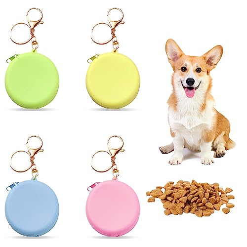 MANOPAWS 4 Stück Silikon-Leckerli-Beutel für Hunde, kleine Tasche, Taschen-Größe, Haustier-Trainings-Leckerli-Tasche, Reißverschluss-Design, geruchlos, wiederverwendbar, Reisetasche, tragbare von MANOPAWS