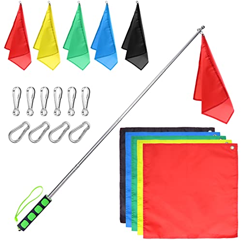 MANOPAWS Pferdetrainingsflagge und 139,7 cm Teleskopstange mit Haken für Pferdetraining, einziehbare Pferde-Trainingsausrüstung, Pferdeflagge mit Clips (Pferdeflagge) von MANOPAWS