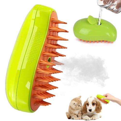 MANRNXA Dampfbürste für Hunde, Dampfbürste für Katzen, 3-in-1-Dampfbürste, Kamm zur Tierhaarentfernung für Massage, Fellpflege und Haarentfernung (Grün) von MANRNXA