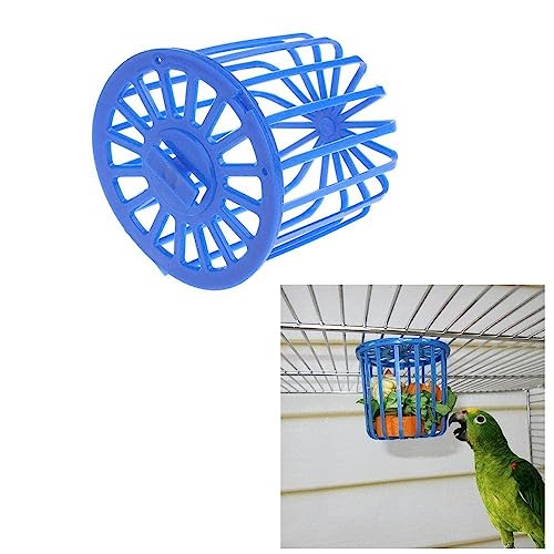 Papagei Vogel Futterspender Käfig Obst Gemüse Käfig Zubehör Hängen Haustier Vogel Container Blau Liefert Spielzeug Korb von MANYUN