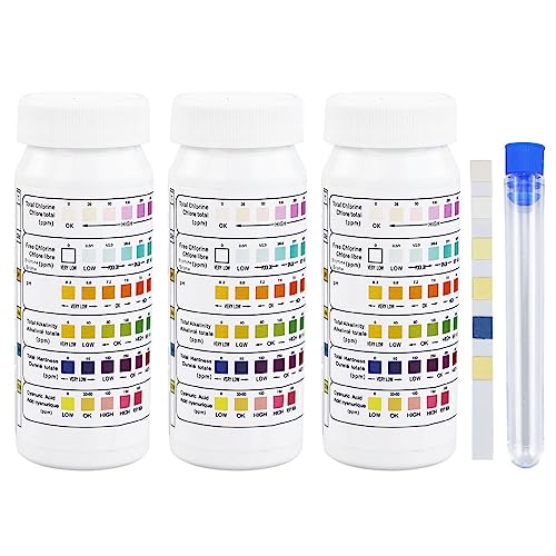 MAOQYE 6 in 1 Aquarium-Teststreifen, 150 Streifen Aquarium WasserTest Kit für Süßwasser, Teich Aquarium Teststreifen Teststreifen Testung Gesamthärte, Freies Chlor, Cyanursäure, pH-Wert und mehr von MAOQYE