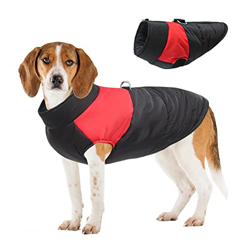 MAOTN Winddichte und regendichte warme Hundemäntel für den Winter, mittelgroße und große Haustierjacke für Hunde, tragbare Hundebaumwollweste für den Außenbereich,Red,5XL von MAOTN