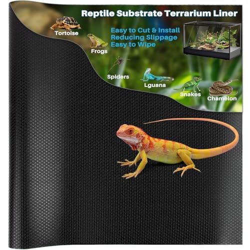 MAQIHAN Reptilien-Substratmatte – Reptilienteppich, Terrarium, Bartdrache, Tankmatte, Reptilien-Tankauskleidung, Zubehör, Substrat für Leopard, Gecko, Schlange, Schildkröte, Gecko, Eidechse (Schwarz, von MAQIHAN