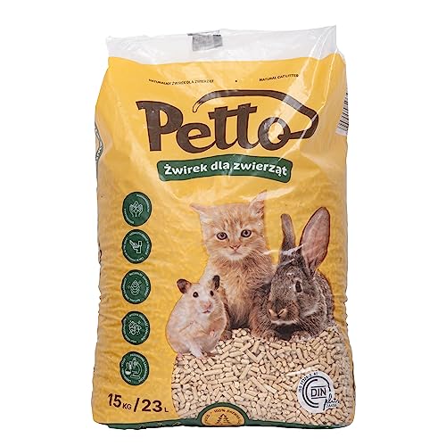 Katzenstreu, Katzenstreu Pellets Holz, Holzpellets Kaninchen für Geruchs und Feuchtigkeitskontrolle, Strohpellets Öko, Katzenstreu Holzpellets für Katzen mit Allergischen Reaktionen 15kg 23l von MARDOM HOME