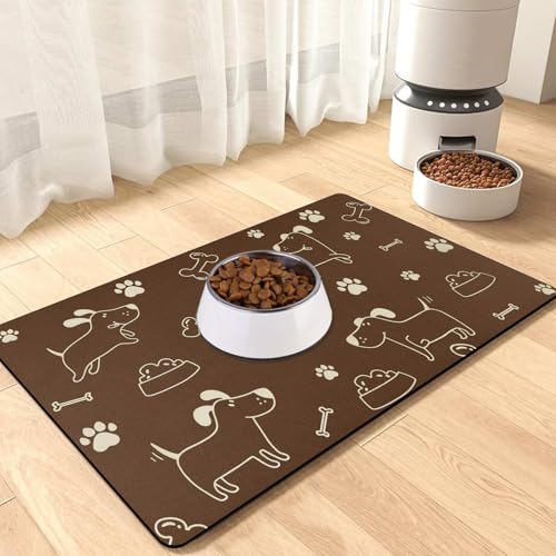 Napfunterlage Hund rutschfest Futtermatte Katzen: Braun 30x50 cm Katzen Futtermatte Saugfähig Unterlage Hundenapf, Schnelltrocknend Leicht Reinigen Napfunterlage für Haustiere Katzen Hunde von MARIBUR