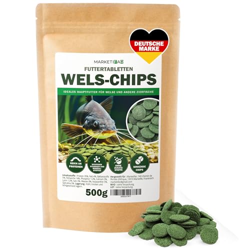 Wels Futtertabletten 500g - 1L Fishfutter Aquarium mit Spirulina - Sinkende Chips für Welse und Zierfische - Hochwertiges Welsfutter - Optimale Nährstoffversorgung von MARKETIFAR