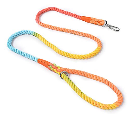 MARMODAY Basic Leashes Robuste Hundeleine aus Baumwolle mit bequemem, gepolstertem Griff, 1 Packung Regenbogenfarben von MARMODAY