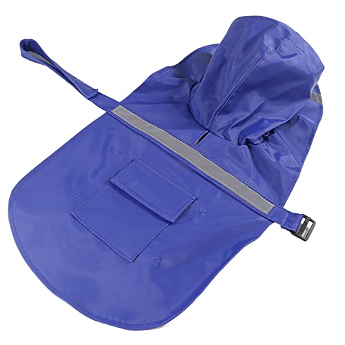 MARMODAY Hunde-Regenmäntel für Hunde mit reflektierendem Streifen, Hoodie, Regenponcho-Jacke für Hunde, Blau, L von MARMODAY