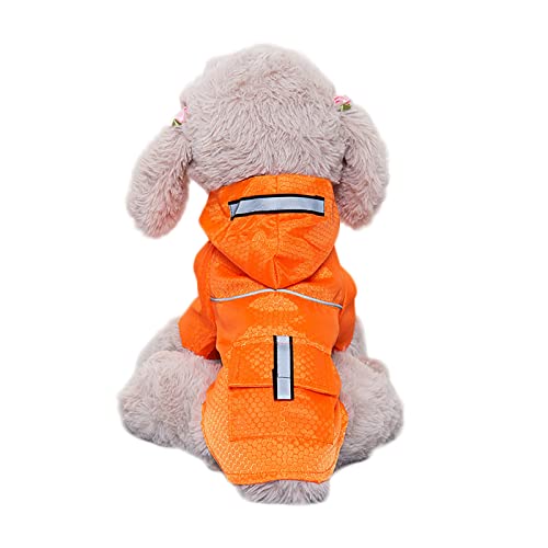 MARMODAY Hunde-Regenmantel mit Kapuze, Zupf-Poncho, Regenjacke für kleine, mittelgroße und große Hunde, Orange, XL von MARMODAY