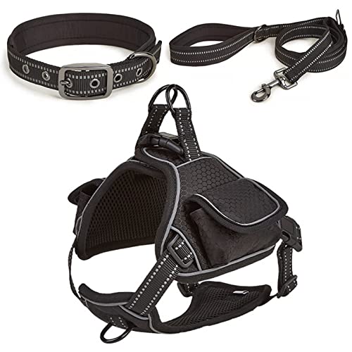 MARMODAY Kleines Hundegeschirr Welpengeschirr Verstellbare Leine Halsband Set für Hunde Weste Geschirr Weich Hundegeschirr Medium Welpe Schwarz S von MARMODAY