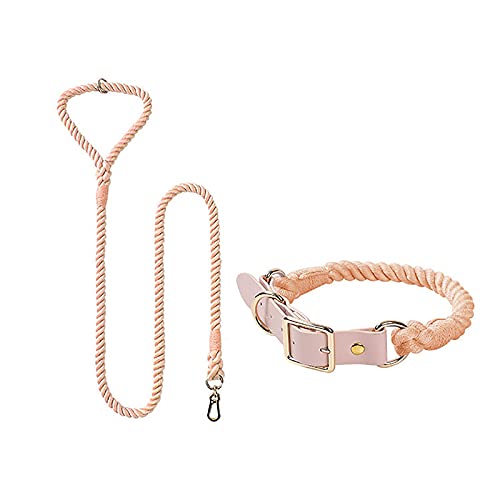 MARMODAY Set mit Leinen und Halsband aus robuster Baumwolle mit komfortablem Griff, 1 Set 150 cm x 8 mm, S-Pink von MARMODAY