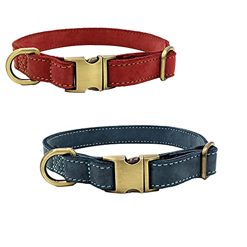 MARMODAY Verstellbares Hundehalsband, Leder, bequem, für Welpen, kleine Hunde, verschiedene Farben, langlebig und glänzend, 2 Stück von MARMODAY