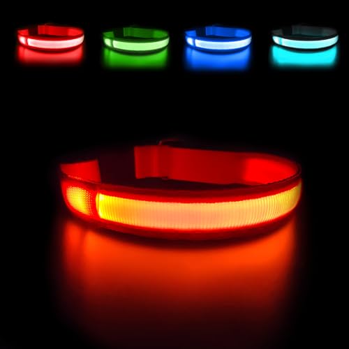 MASBRILL Leuchthalsband Hund, Hundehalsband Leuchtend Aufladbar USB-C, LED Halsband für Hunde Einstellbare Wasserdicht, Halsband Hund Leuchtend 3 Lichtmodi für Kleine Mittlere Große Hunde(Orange M) von MASBRILL