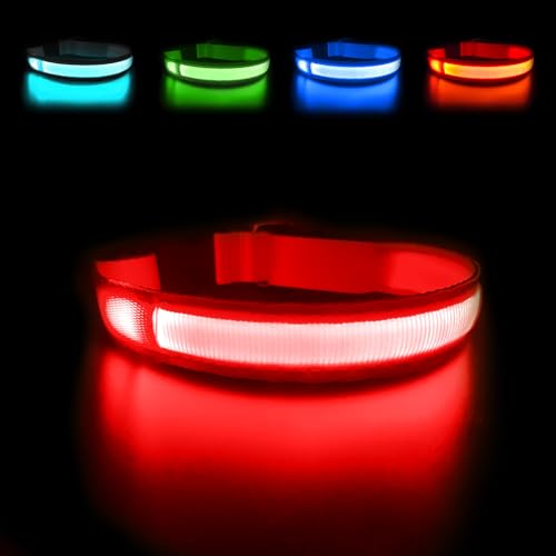 MASBRILL Leuchthalsband Hund, Hundehalsband Leuchtend Aufladbar USB-C, LED Halsband für Hunde Einstellbare Wasserdicht, Halsband Hund Leuchtend 3 Lichtmodi für Kleine Mittlere Große Hunde(Rot L) von MASBRILL