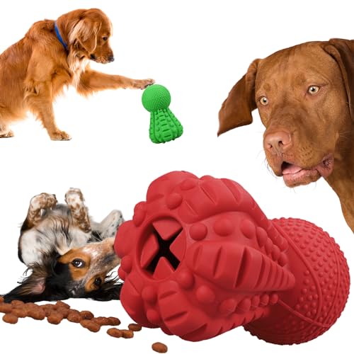 MASCOTICAS Hundespielzeug für aggressive Kauer, interaktives Leckerli-Dosierendes Hundespielzeug, langlebiges und natürliches Gummi-Hunde-Puzzle-Spielzeug, unterhaltsames Hundespielzeug (rot) von MASCOTICAS