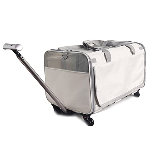 MASME Transportbox Katze Trolley Box Hundewagen Trixie Transportbox für 2 Katze, Katzentransportbox Katzenbox Hundetrolley Kleines und Mittleres Hund und Katzenkäfig mit Rädern von MASME