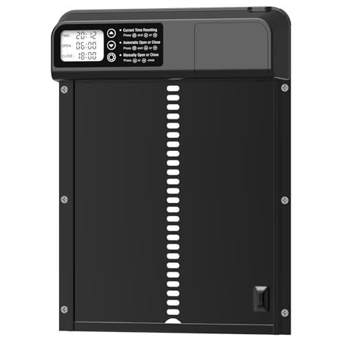 Aluminum Automatische Hühnerklappe Batterie, Hühnerklappe Automatisch mit Wasserdicht Großes Display, Timer, Intelligenter Einklemmschutz R9 von MASTERFUN