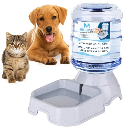 MASTERPETZ Autopet Wasser-Schüssel | Superb 1 Gallon Umweltfreundlich und einfach aufzufüllen Hydratationslösung Grey Pet Waterer für Hunde und Katzen Quadrat Feeding Feeder von MASTERPETZ