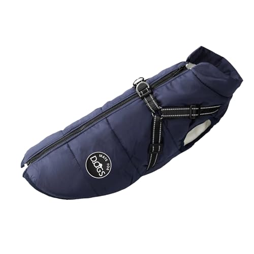 Hundemantel Laiky Hundejacke mit integriertem Geschirr Winterweste Jacken Hundepullover Haustier Gepolsterte Weste mit Brustgurt 2 Farben Verschiedene Größen (Blau, L) von MATE FOR DOGS