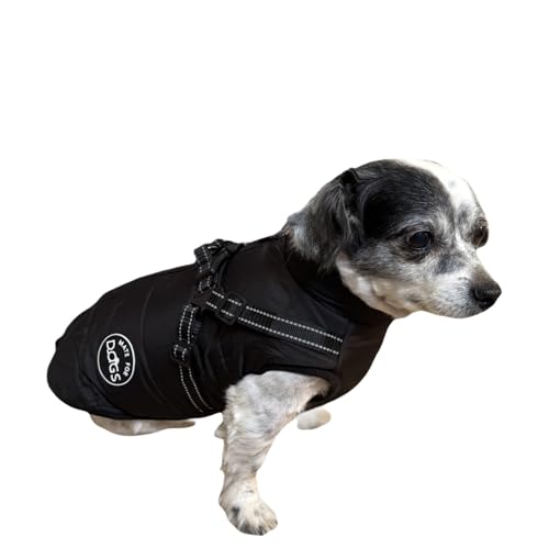 Hundemantel Laiky Hundejacke mit integriertem Geschirr Winterweste Jacken Hundepullover Haustier Gepolsterte Weste mit Brustgurt 2 Farben Verschiedene Größen (Schwarz, 2XL) von MATE FOR DOGS