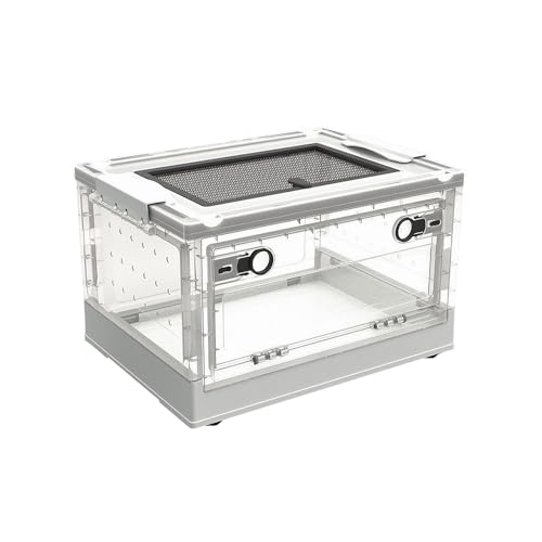 Kleintierzuchtbox, transparent, faltbar, Amphibien und Reptilien, Kleintierbrutkasten, transparent, Mini-Reptilien-Lebensraum (weiß, S: 395 x 295 x 240 mm) von MATYASIGO