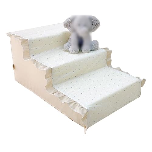 Haustiertreppe, 3 Etagen, Haustiertreppe, Katzentreppe Mit Abnehmbarem Bezug, Hundetreppe for Hohe Betten, Hundetreppe for Couch (Color : Beige A, S : 65 * 40 * 39cm) von MAVIFE