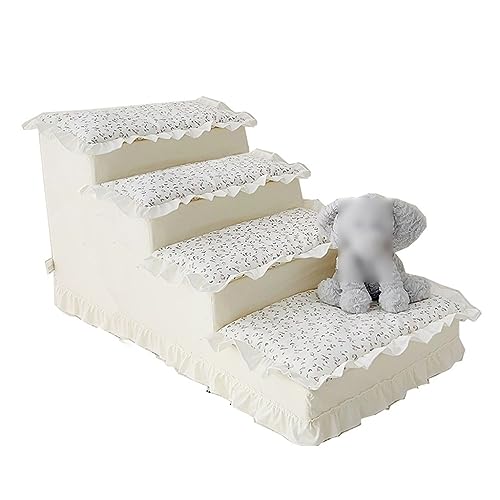 Haustiertreppe, Hundetreppe Mit Abnehmbarem Bezug, Leicht Zu Reinigende Katzentreppe, Haustiertreppe for Hunde, Um Aufs Bett Zu Kommen (Color : Beige, S : 80 * 40 * 50cm) von MAVIFE