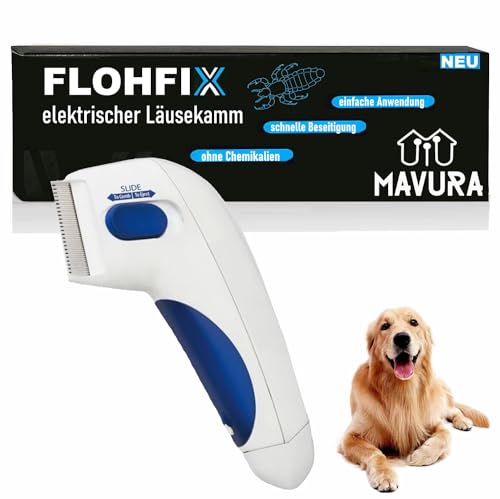 FLOHFIX elektrischer Läusekamm Nissenkamm Flohkamm Hunde Katzen Kinder Läusekamm von MAVURA