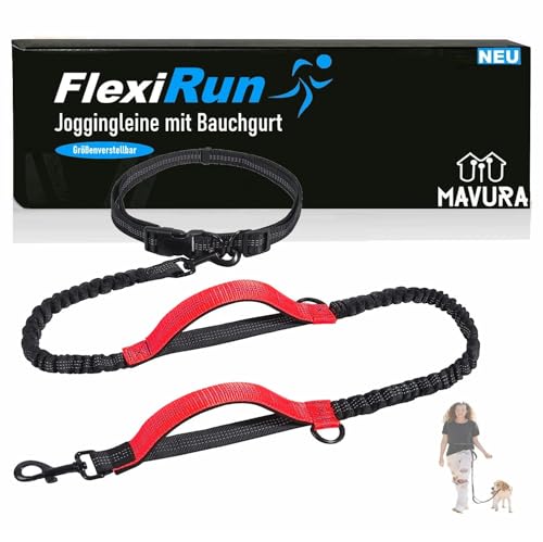 FlexiRun Hundeleine mit Bauchgurt Laufleine Freihandleine Hunde Leine von MAVURA