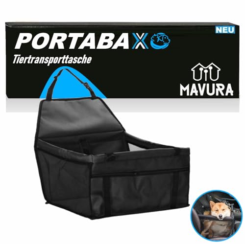 PORTABAX Tiertransportbox Auto Hundetasche Haustier Hund Katze Tragetasche Transporttasche für Autositz schwarz von MAVURA