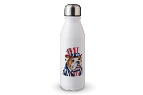 MAXIKIWI - Einwandige Wasserflasche mit Schraubverschluss, nicht isoliert, leicht, Aluminium, BPA-frei, auslaufsicher - Dog USA 224 Trending 12221843-500ml von MAXIKIWI