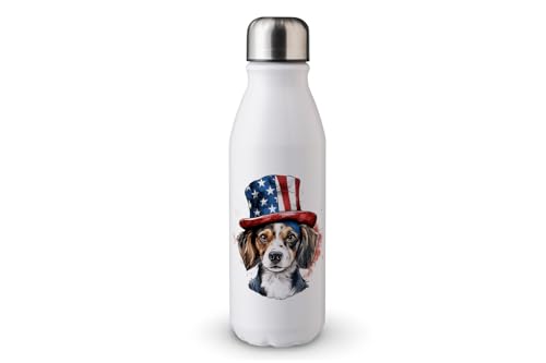 MAXIKIWI - Einwandige Wasserflasche mit Schraubverschluss, nicht isoliert, leichtes Aluminium, BPA-frei, auslaufsicher, 4. Juli Hund, 500 ml von MAXIKIWI