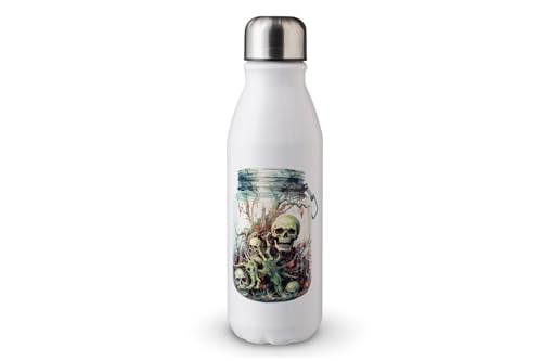 MAXIKIWI - Einwandige Wasserflasche mit Schraubverschluss, nicht isoliert, leichtes Aluminium, BPA-frei, auslaufsicher, Halloween-Wasserfarbe im Glas, 500 ml von MAXIKIWI