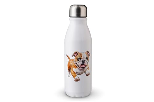 MAXIKIWI - Einwandige Wasserflasche mit Schraubverschluss, nicht isoliert, leichtes Aluminium, BPA-frei, auslaufsicher, Happy Dog Running - 500 ml von MAXIKIWI