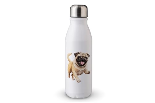 MAXIKIWI - Einwandige Wasserflasche mit Schraubverschluss, nicht isoliert, leichtes Aluminium, BPA-frei, auslaufsicher, Happy Dog Running - 500 ml von MAXIKIWI