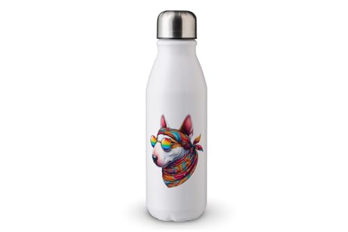 MAXIKIWI - Einwandige Wasserflasche mit Schraubverschluss, nicht isoliert, leichtes Aluminium, BPA-frei, auslaufsicher, Hippie-Hund, 500 ml von MAXIKIWI