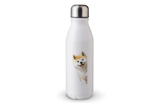 MAXIKIWI - Einwandige Wasserflasche mit Schraubverschluss, nicht isoliert, leichtes Aluminium, BPA-frei, auslaufsicher, Hund schaut um die Ecke – 500 ml von MAXIKIWI