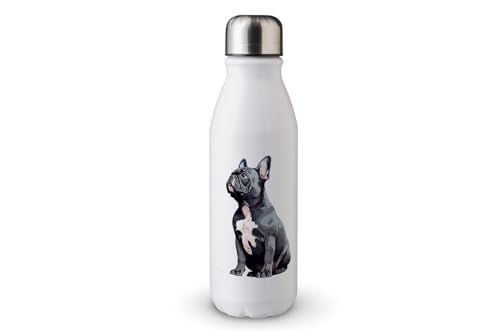 MAXIKIWI - Einwandige Wasserflasche mit Schraubverschluss, nicht isoliert, leichtes Aluminium, BPA-frei, auslaufsicher, Hunde, die oben sitzen, 500 ml von MAXIKIWI